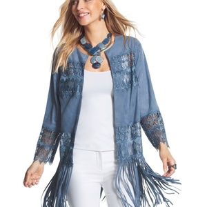 NEW NWT Chico's Vegan Suede Fringe Jacket